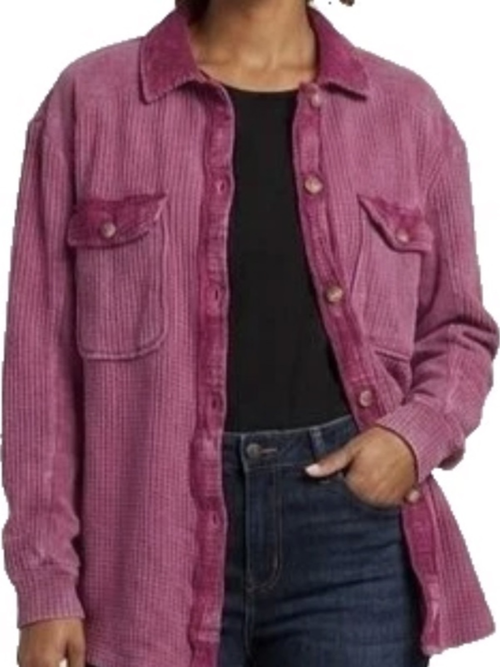 NWT Briggs New York Corduroy Button-Front Shirt Jacket in Mauve Pink Size XL - Picture 2 of 16